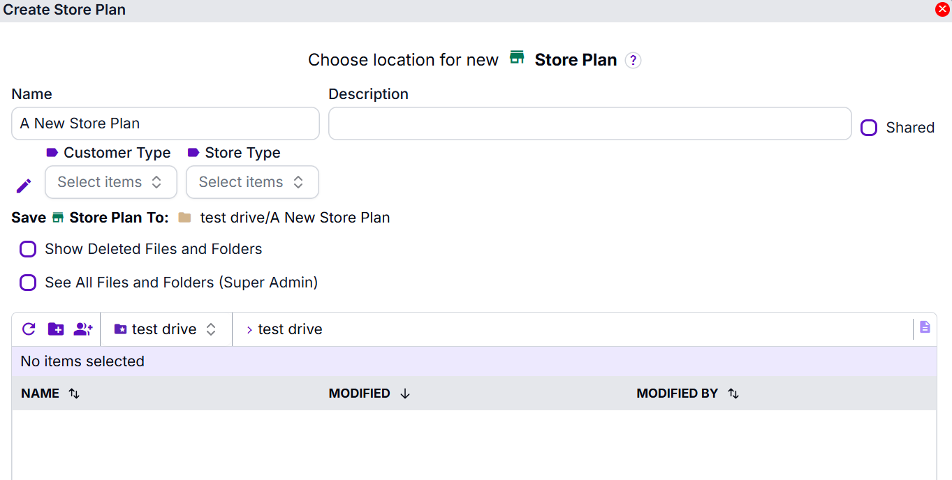 File > New > Store Plan