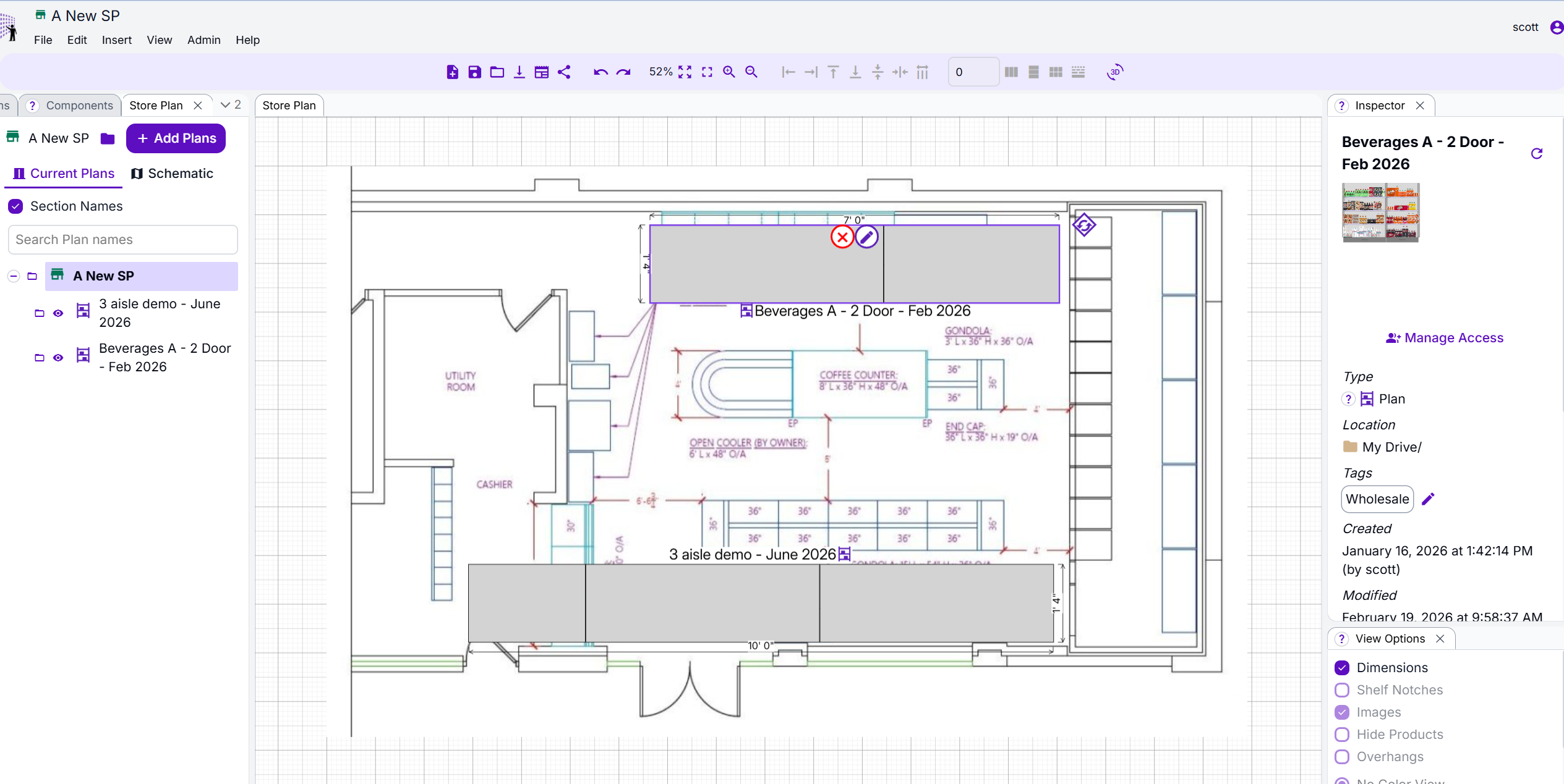 A Store Plan with several Plan files arranged over a schematic image